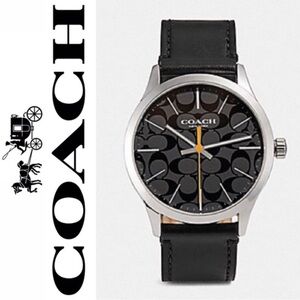 COACH Baxter Leather Silver Tone Men’s Quartz Watch. New with Tag! $250 Retail.